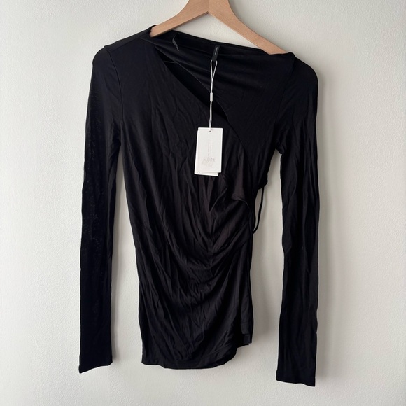 Helmut Lang Scala Asymmetrical Top - Basalt Black Sz XS NWT - Picture 5 of 12